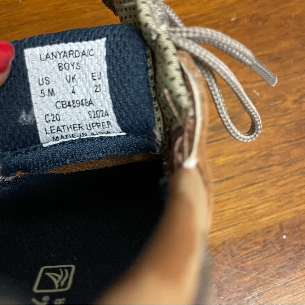 Sperry Tan and Navy Baby Boat Shoes